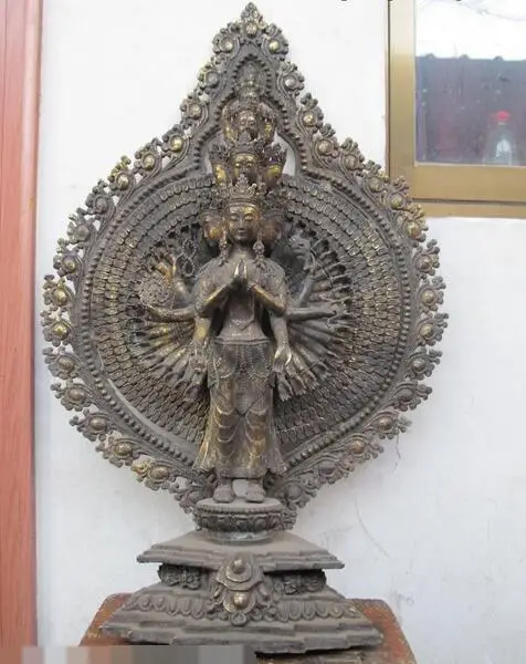 

32"Tibet Tibetan Bronze 1000 Armes Hands kwan-yin Avalokitesvara Buddha statue