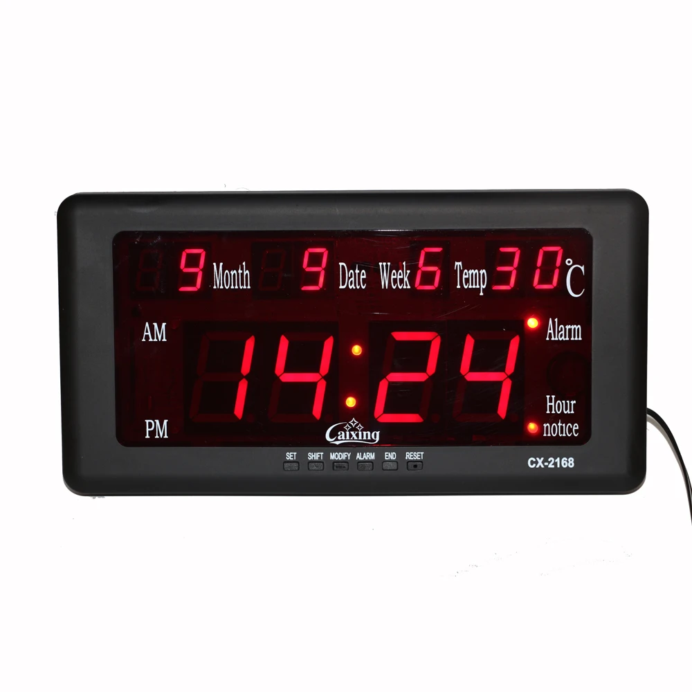 Электронный светодиодный цифровой будильник часы, настенные часы большой дисплей Температура Календарь Дата Неделя выкидывание подставка для настольного размещения