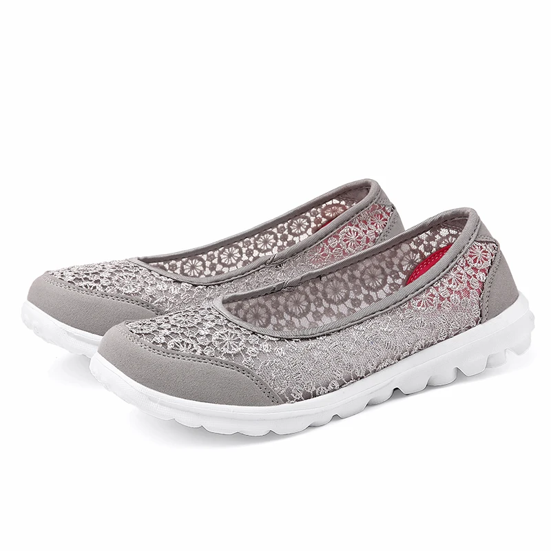 Summer  Woman  Zapatos Mujer Lace Breathable Lace light Weight Walking Shoes Loafer Sneaker Sport Shoes Adult Black Color 