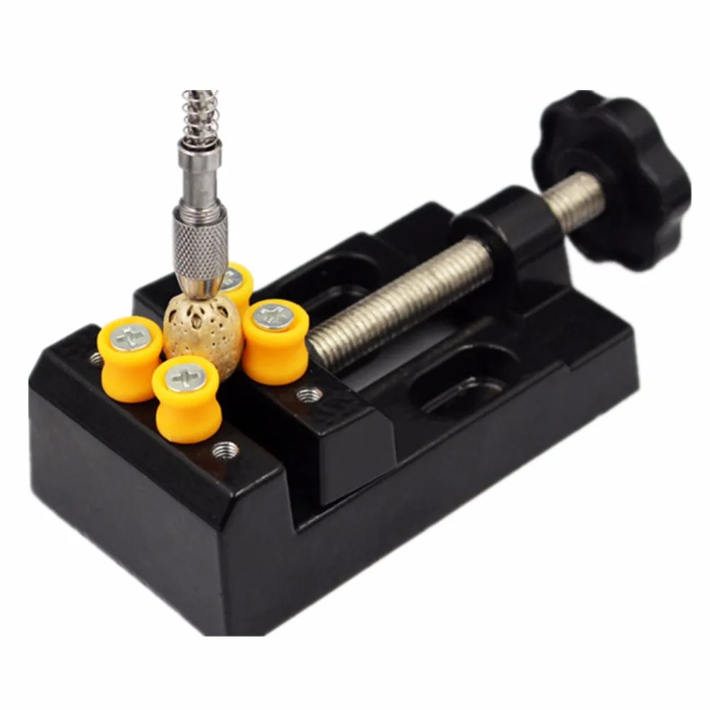 Table Vise Black Eight Holes Vise Walnut Cracker Mini Drill Press DIY Hobby Tools B