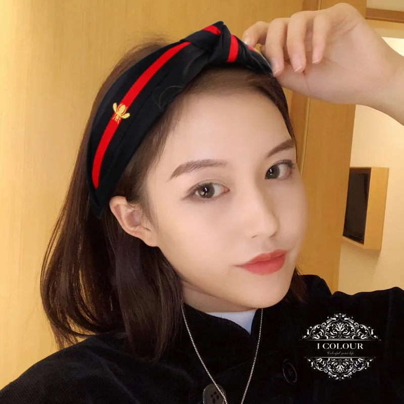 

For Women Fashion Turban Striped Hair Band Bee Pattern Print Hair Accessories Minnie Mouse Ears Mickey Winter Fur Headband hijab