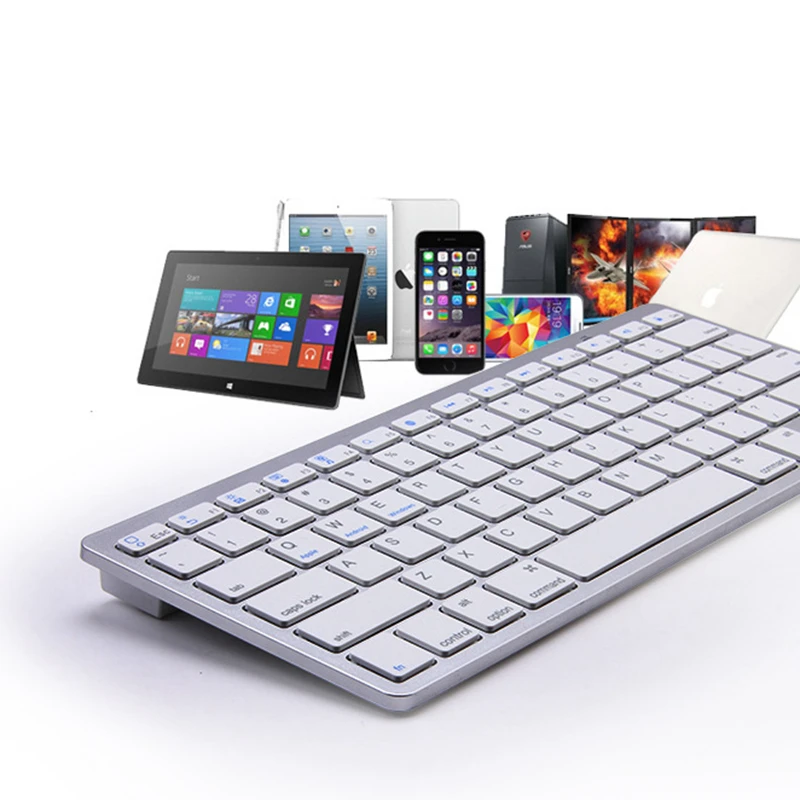 ПК Bluetooth клавиатура 2,4G беспроводная Тонкая шоколадная клавиатура компьютер подходит для iPad Mac Macbook Android Windows Система серебро F