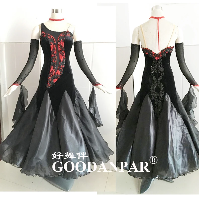 

New Competition ballroom Standard dance dress,dance clothing,stage wear,women dance wear,Ballroom Dance Dress,black Sleeveless