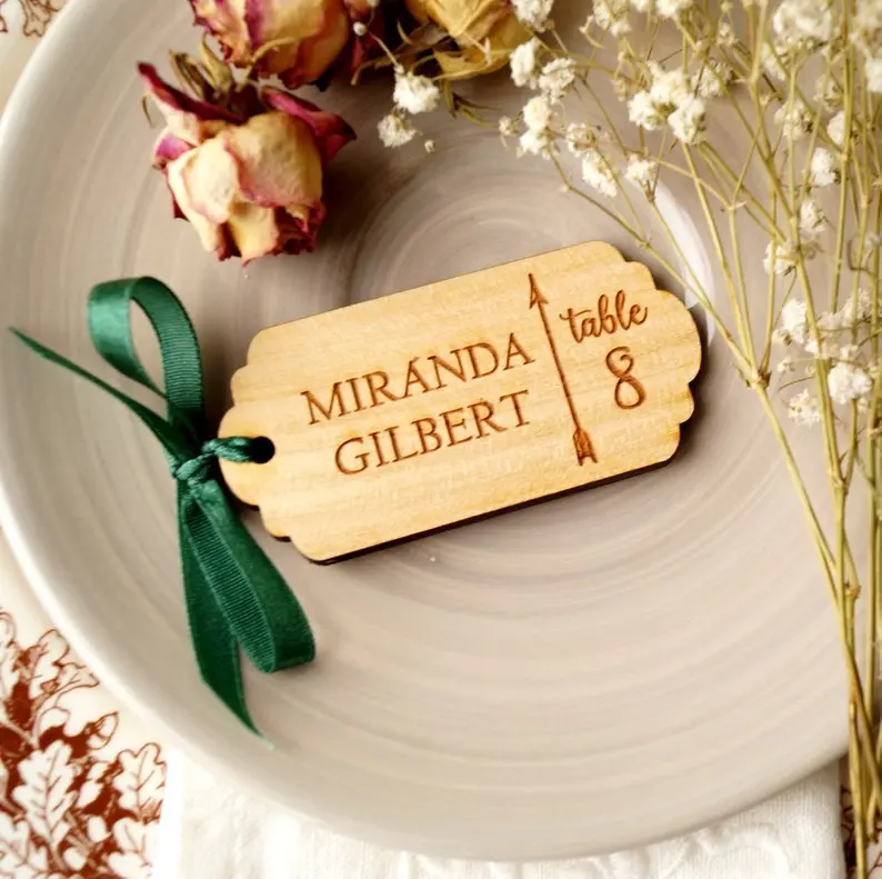 

individually engraved place cards, wooden name tags, escort tags, name tags, custom place cards Place cards, wedding place tags