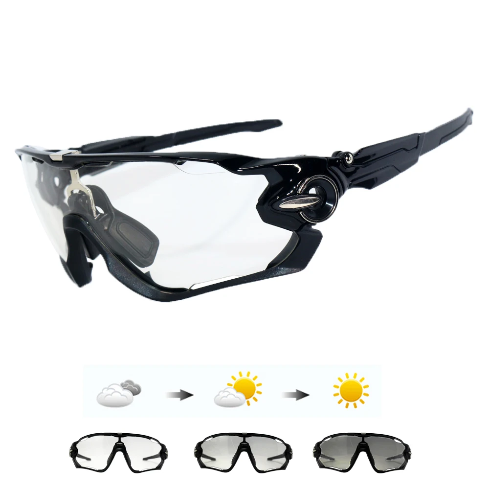 Photochromic Jaw Breakers Cycling Glasses Mountain Bike Eyewear Sport Mtb Cycle Sunglasses Men Women Outdoor Bicycle 