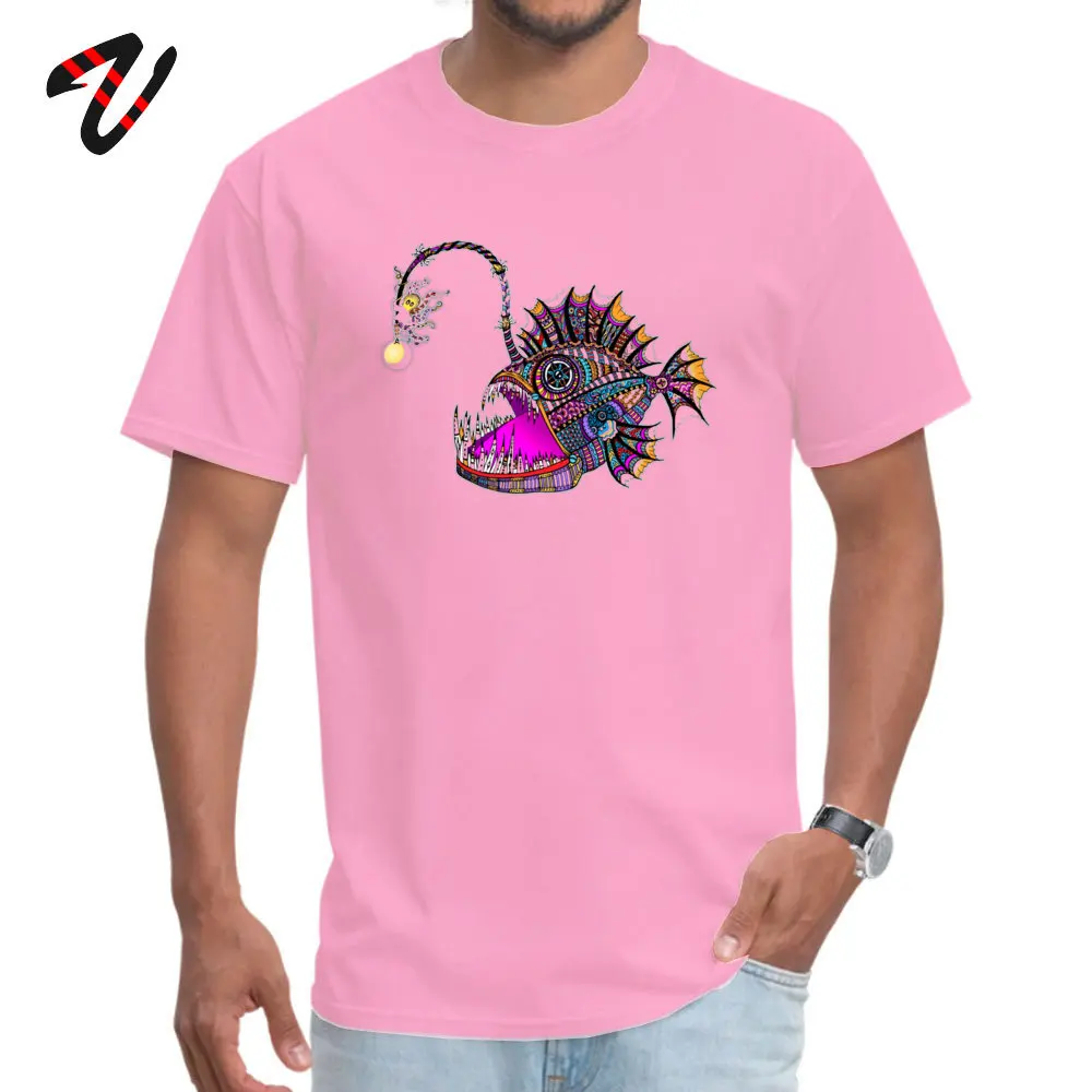 Electric Angler Fish comfortable Short Sleeve Tops Shirt Summer Autumn O Neck 100% Cotton Men T-Shirt comfortable Tshirts Cheap Electric Angler Fish 508 pink