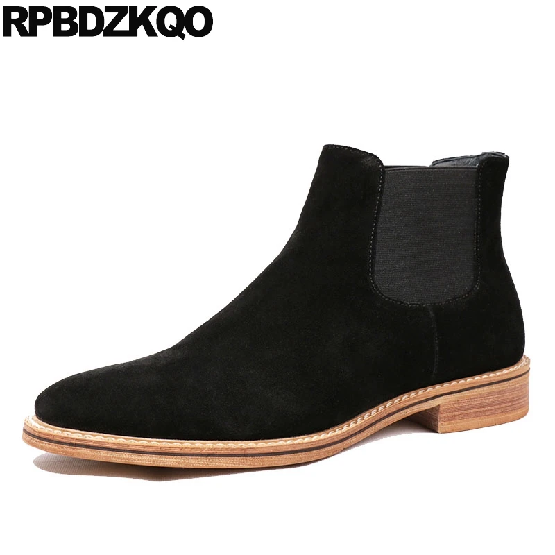 Chelsea Autumn Male Fall Short Brown Suede Ankle Flat Booties Boots