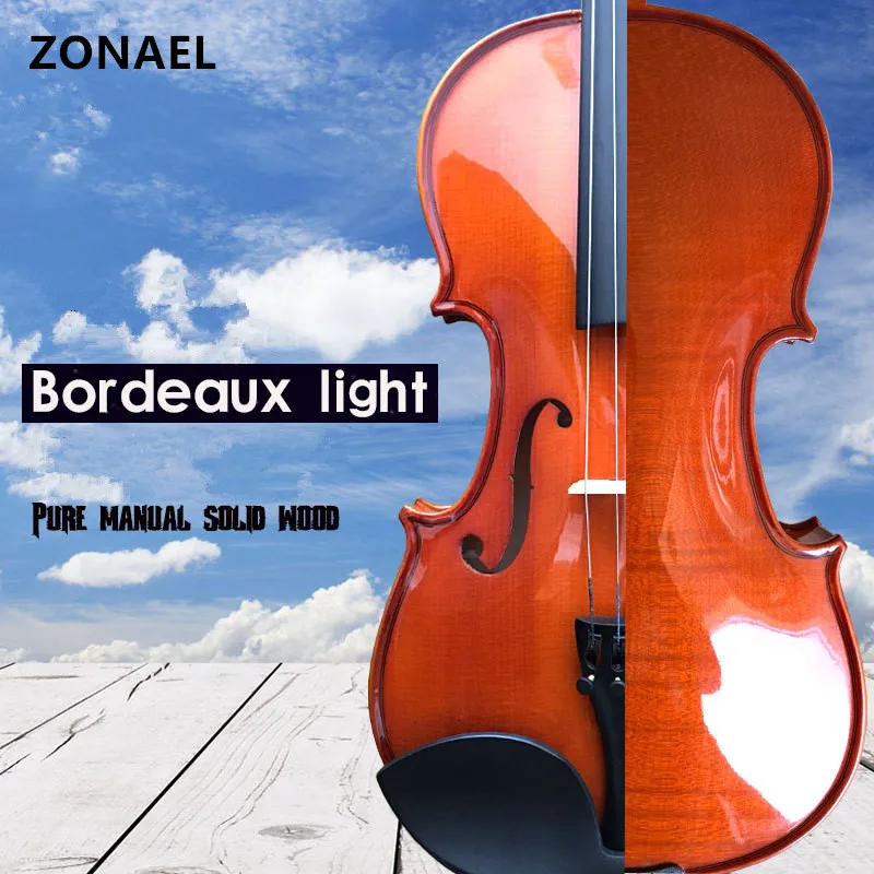 

ZONAEL Beginner Solid Wood Violin 4/4 3/4 1/4 1/8 Craft Stripe Violino for Kids Students Case Mute Bow String