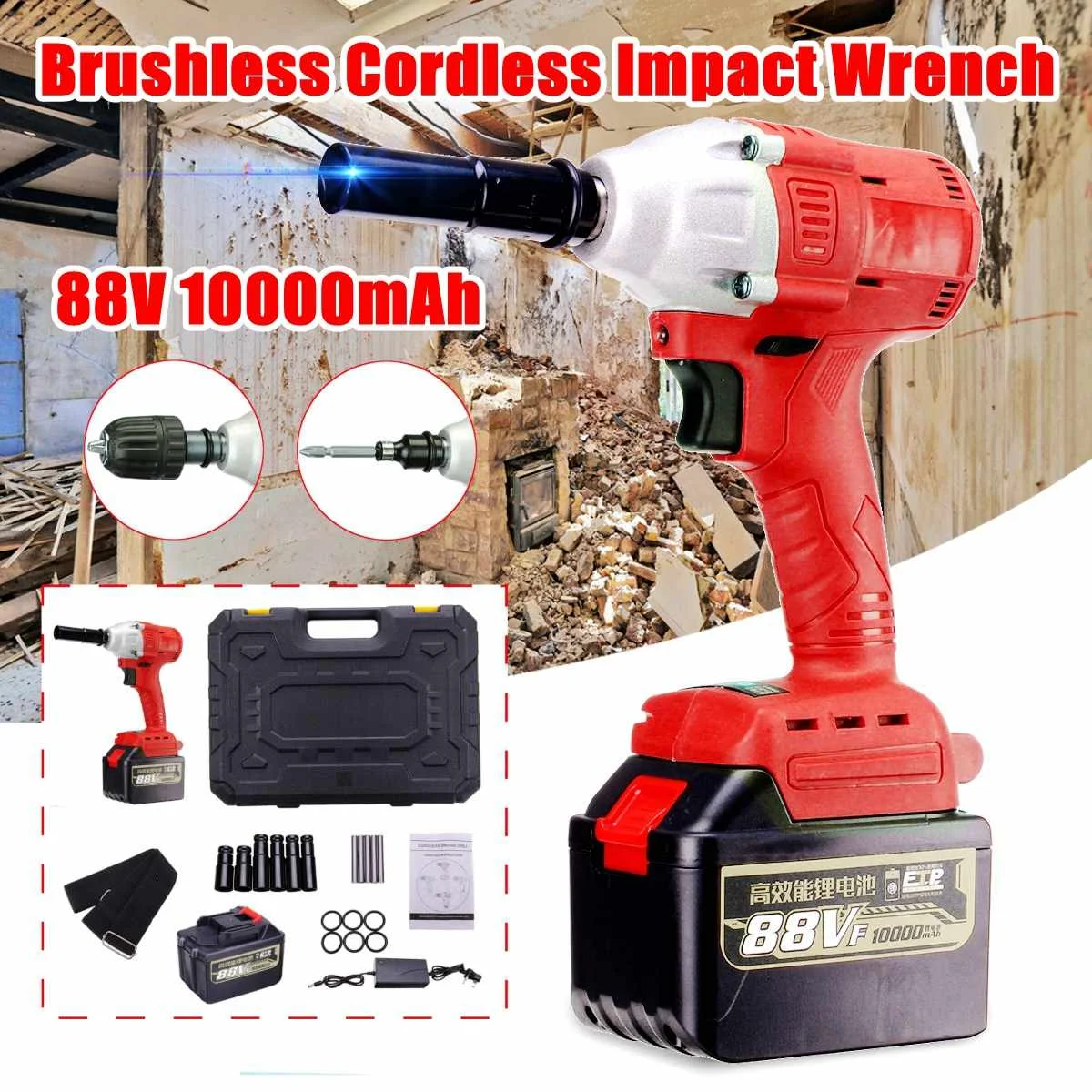 

520N/m Cordless Impact Drill Driver Kit Powerful Combo Kits With Rechargeable Two Lithium-Ion Battery Wrench Power Tools