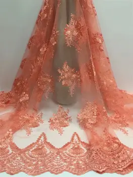 

2019 New French Nigerian 3 D Flower net lace,African tulle mesh rhinestones lace fabric high quality for wedding party dress