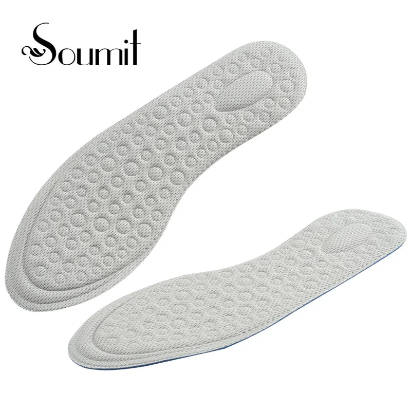 Soumit 4D Массажная губка стельки для ног летние впитывающие Пот Спортивные колодки для кроссовок обувь черный серый