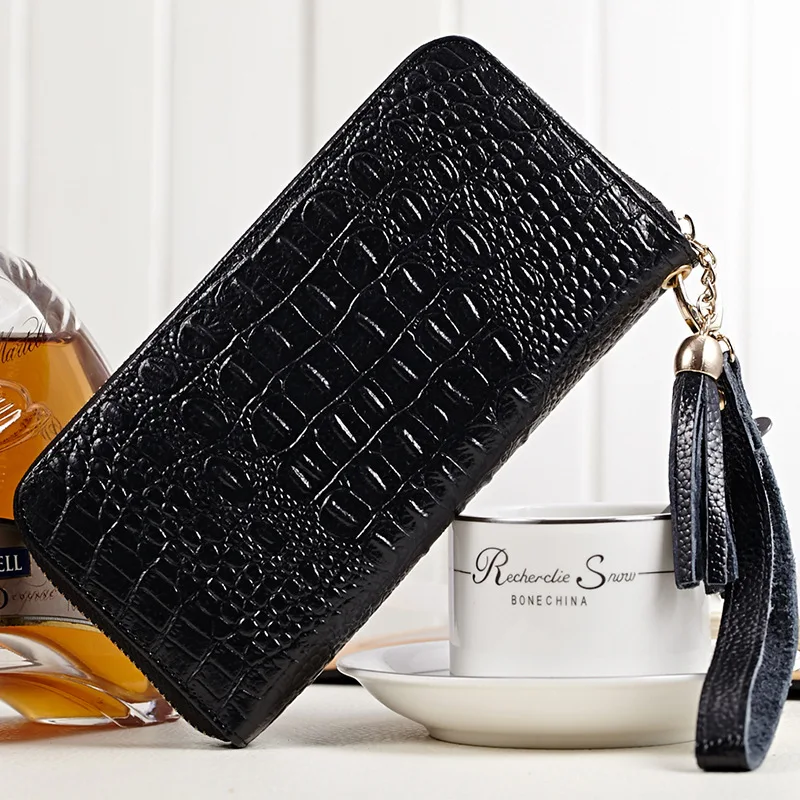

New Ladies Purse Hand Bag Leather long crocodile Handbag Wallet Zipper European beauty Purse