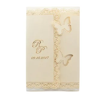 

Card Product Type and Wedding Decoration & Gift Use Luxury Personalized Laser Cut butterfly Wedding Invitation Card