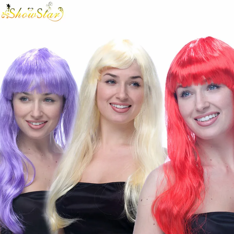 Fashion Anime Cosplay Wigs Long Multi Color Wigs Straight Wig Synthetic