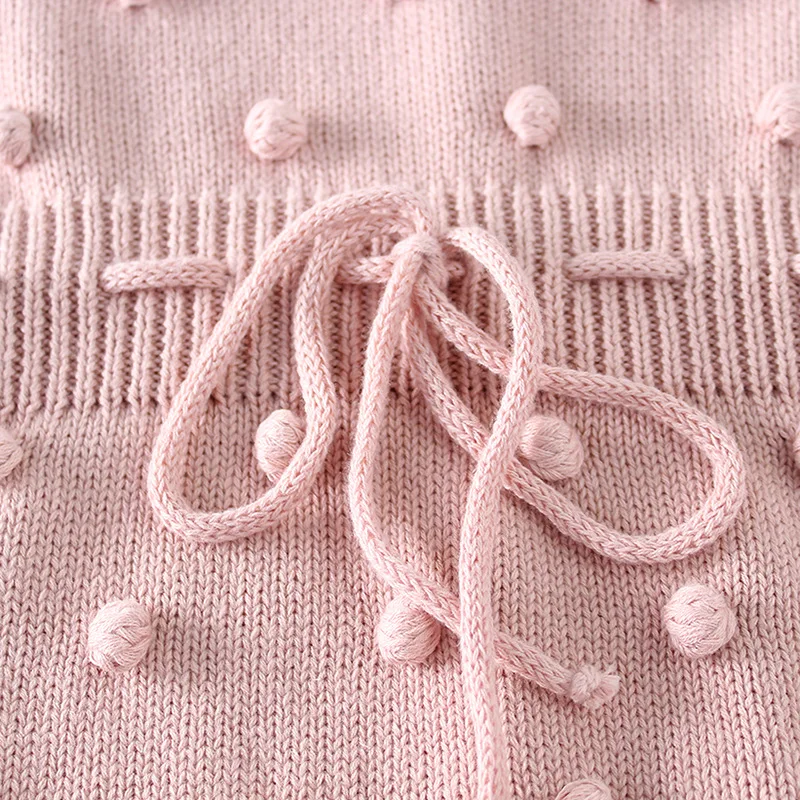 Вязаные свитера для девочек одежда комбинезоны для новорожденных с рисунком ручной работы с помпонами для маленьких девочек Комбинезон из хлопка для младенцев, комбинезон для мальчиков, для малышей Комбинезоны