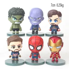 

6Pcs/Set Newest Movie Anime Iron Man Spiderman Batman PVC Life Ornaments America Captain Boys Toys For Kids Gifts Hand do toys