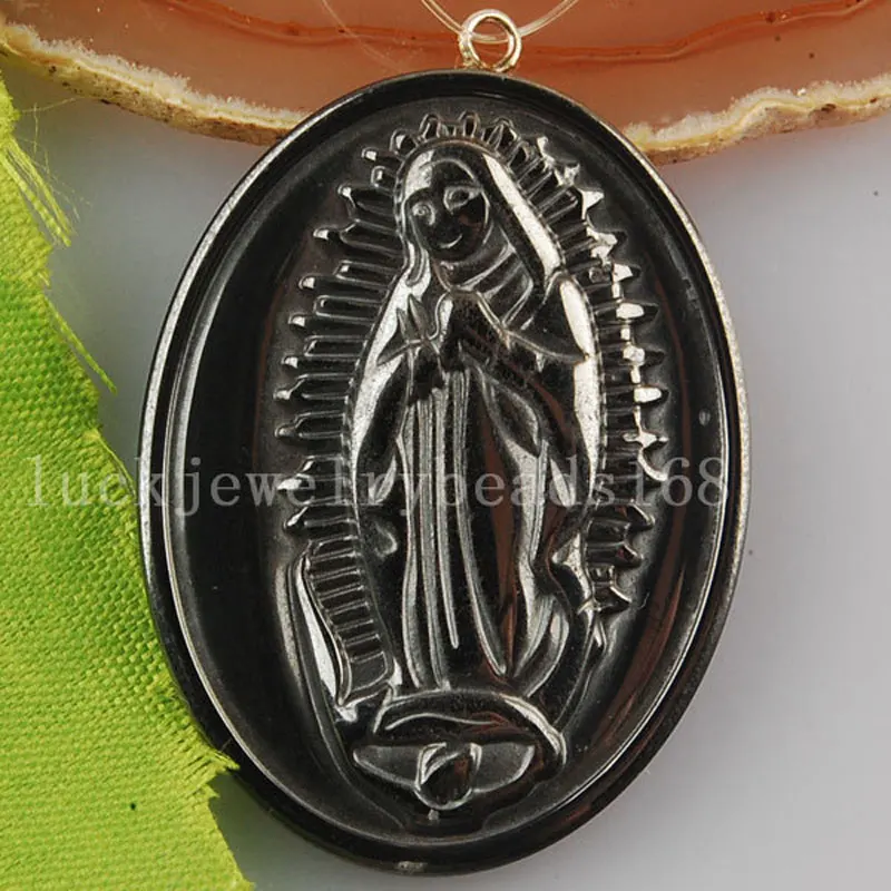 Free Shipping 30x40mm Black Non-Magnetic Hematite Jesus Pendant Bead 1Pcs FC2730 | Украшения и аксессуары