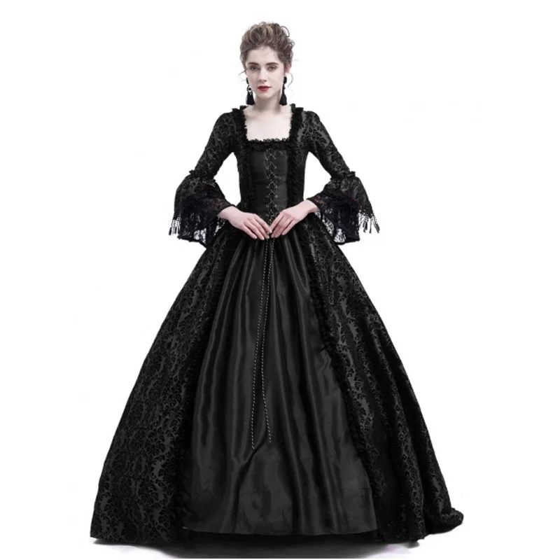 

Black Masked Ball Gothic Victorian Costume Dress Ball Gown Pleated Dotted Lace Gown Civil War Costume Renaissance Dress Dress