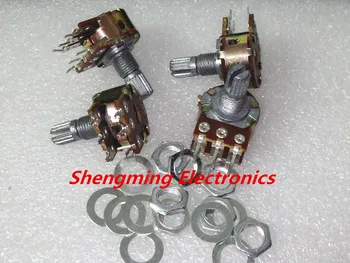 

50PCS B50K Shaft=15MM 50K ohm Dual Double Rotary Potentiometer