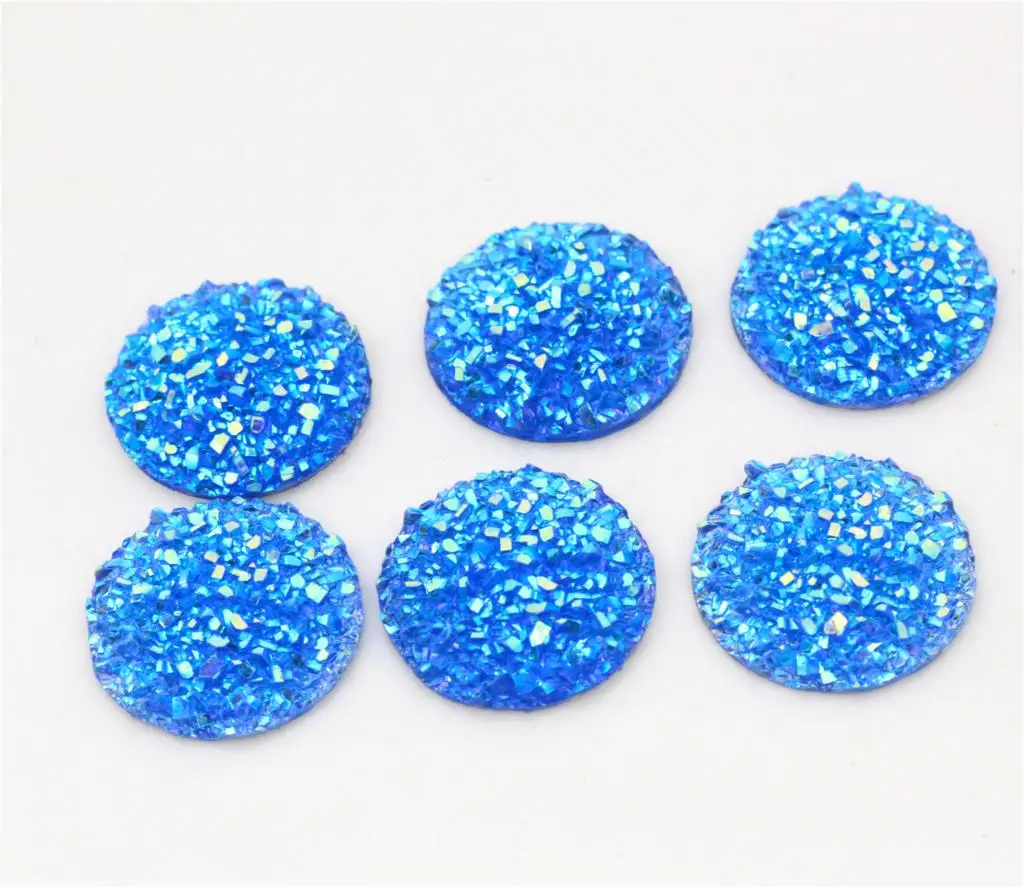 

New Fashion 10pcs 20mm Blue AB Colors Natural ore Style Flat back Resin Cabochons For Bracelet Earrings accessories-T4-14