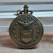Ретро Бронзовый США военно-воздушные силы ВВС США кварцевые карманные часы Аналоговые в виде кулона ожерелье мужские женские подарки A105