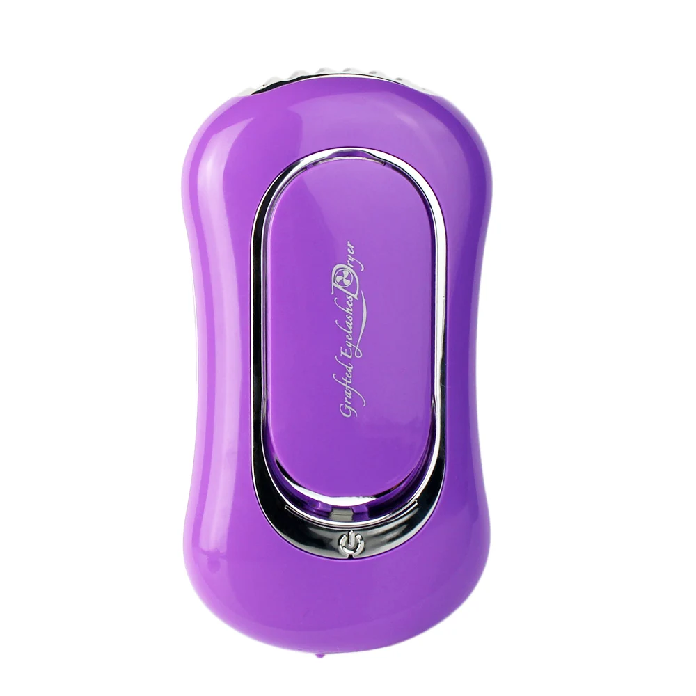 Portable USB Mini Fan Eyelash Dryer Air False Eye Lash Mascara Dryer Quick Drying Makeup Device Tools - Color: Purple