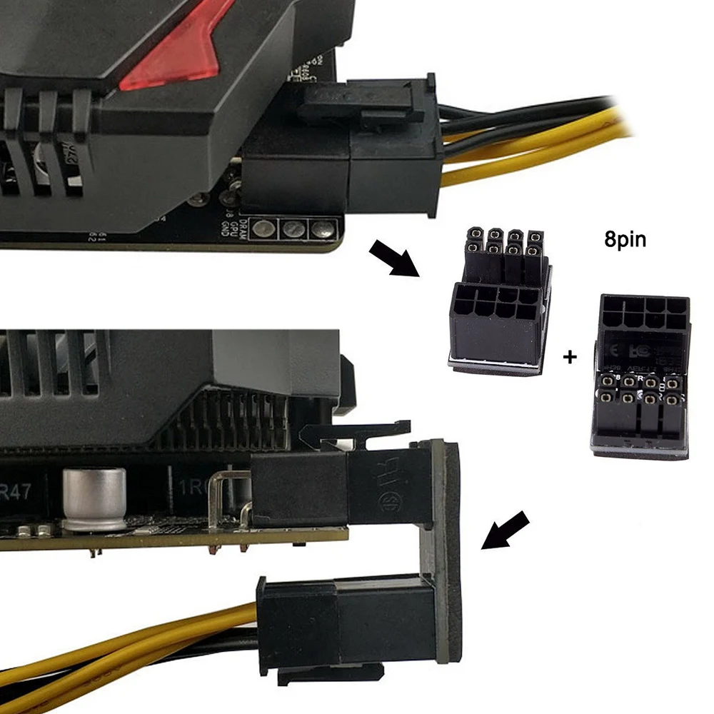 Atx 8pin мужской 180 градусов угловой к 8pin Женский адаптер питания для настольных компьютеров карта изображения