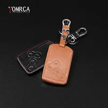 Top layer Leather car keychain car key cover case holder for Renault Clio Scenic Megane Duster Sandero 4 button starline a93
