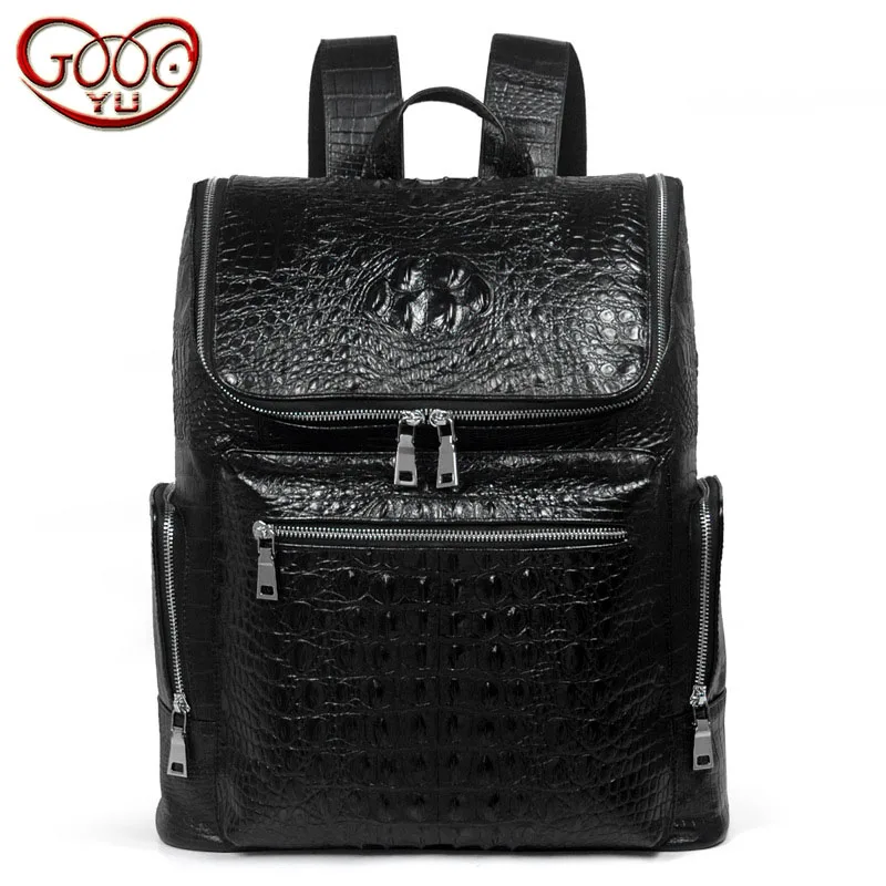 

Men's leather vertical section square shoulder bag new Korean casual crocodile pattern high-capacity leather backpack