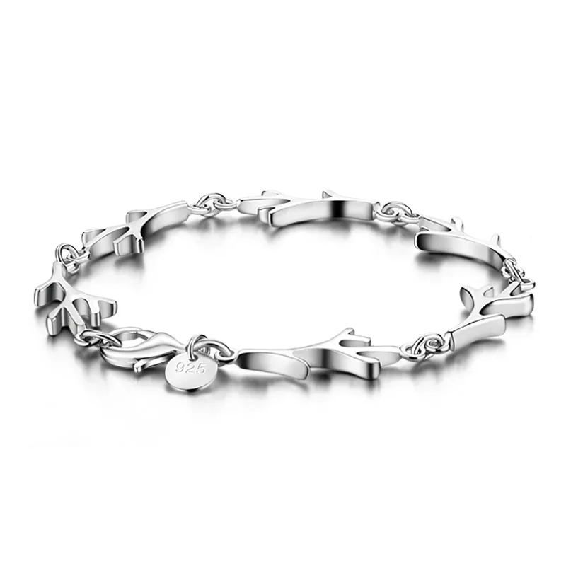 

Fashion personality twigs bracelets. Solid 925 sterling silver solid bracelet for women. Glamor jewelery birthday Christmas gift