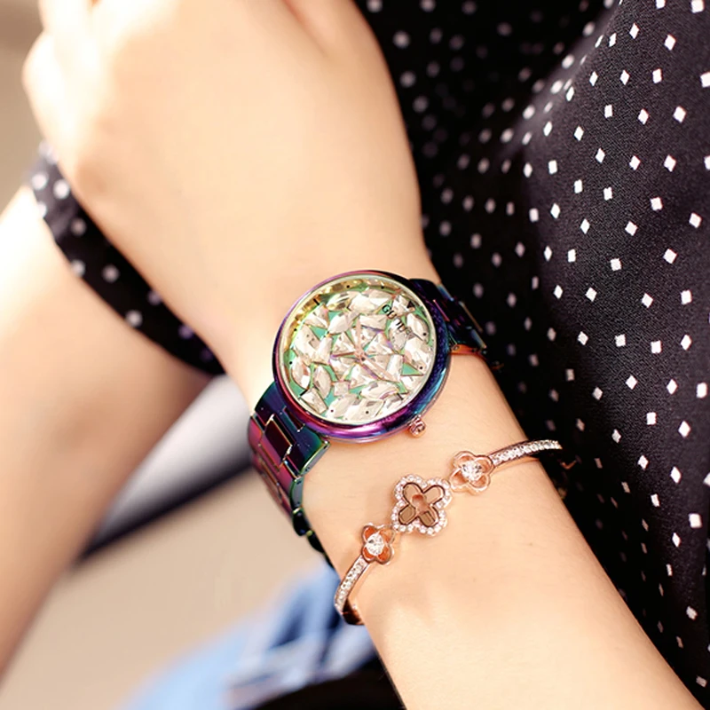 Marca de Moda Pulseira de Relógio para Mulheres Vestido de Pulso de Quartzo das Senhoras Relógios de Luxo de Aço Guou Inoxidável Relógio Feminino Mod. 128829