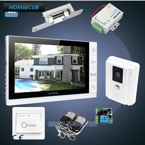

HOMSECUR 9inch Wired Video Door Entry Security Intercom with White Monitor + White Camera + Strike Lock