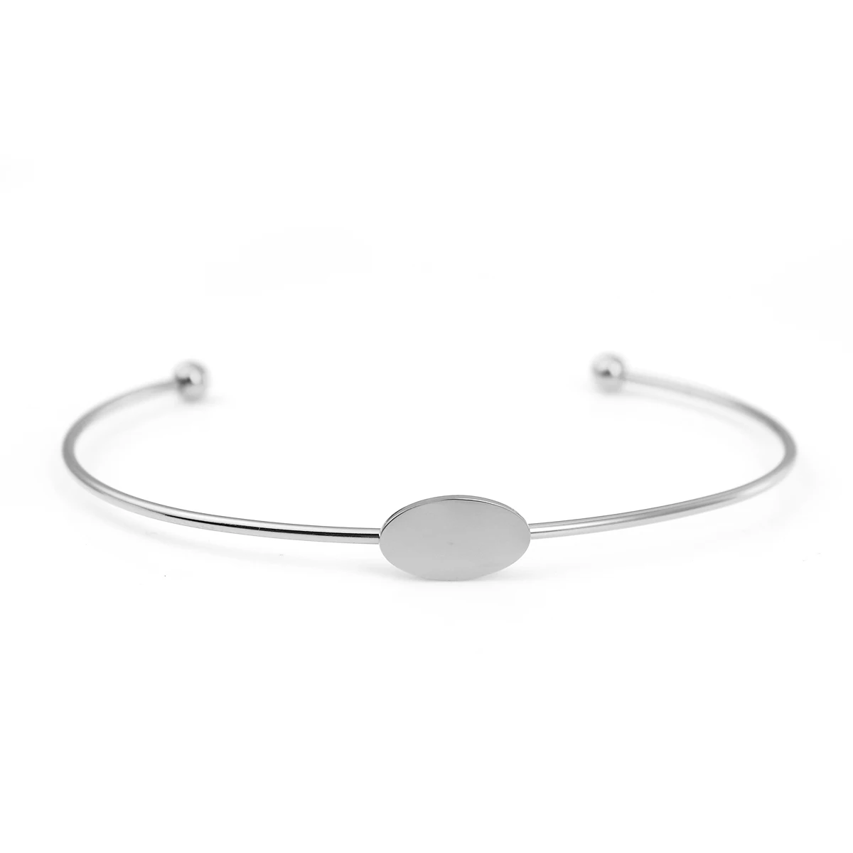 

Stainless Steel Open Cuff Bangles Bracelets Silver Tone Oval 15.5cm(6 1/8") long, 1 Piece