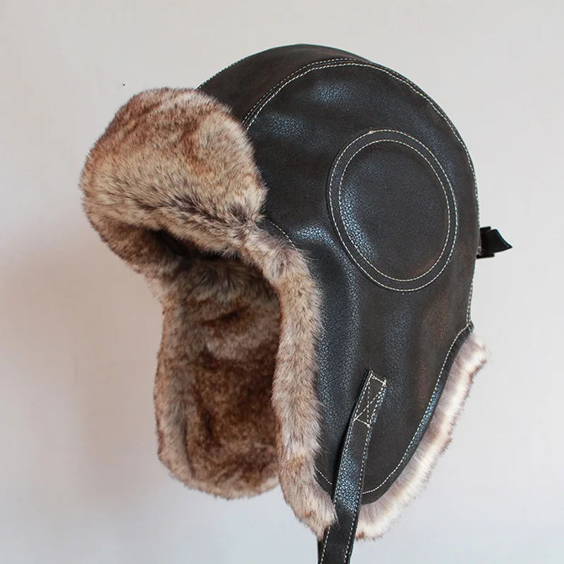 Winter hat earflap hat faux fur hat men women's pilot aviator bomber trapper hat snow cap with ear flaps