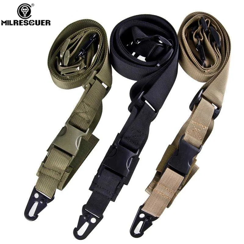 

MILRESCUE Quick Detach Sling Strap Release Three Point Rifle AR Sling Adjustable Tactical Airsoft Gun Strap for Hunting Holsters
