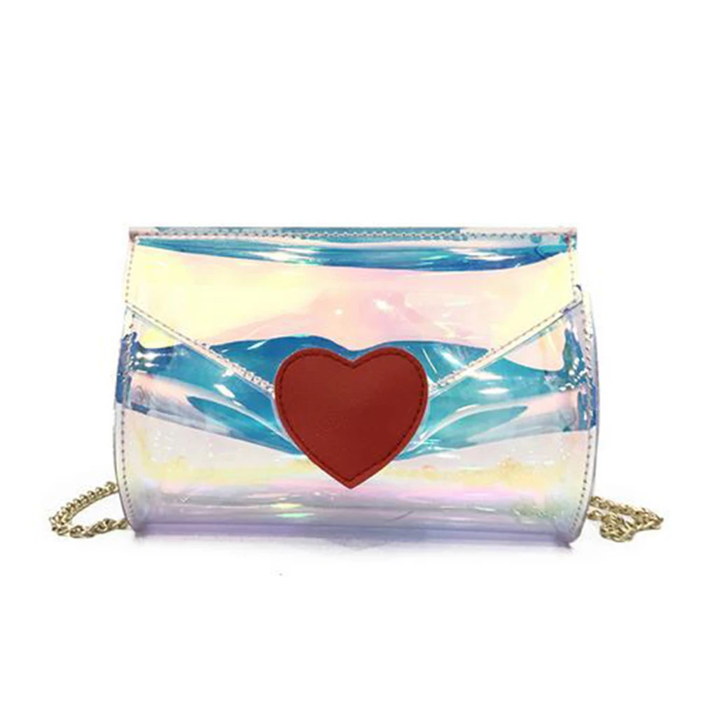 

Woman Tote Bag Summer Jelly Bag Large Capacity Red Heart Shape Shoulder Bag Portable Handbag PVC Transparent Fabala