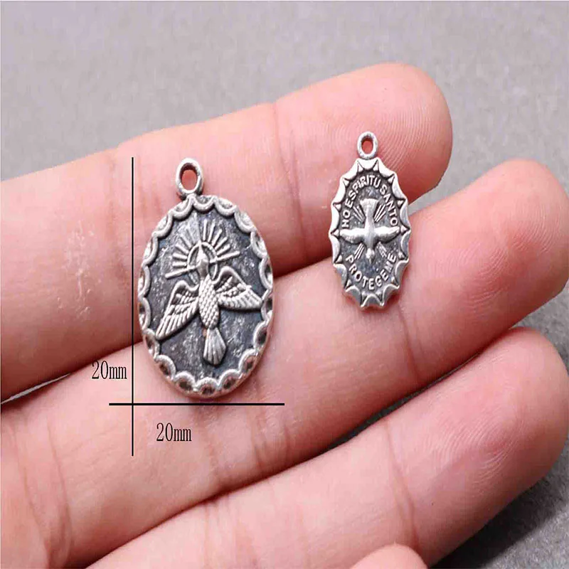 

Religious Peace Dove Icon Charm Mini Medal, Peace Dove Bird Pendant.10pcs