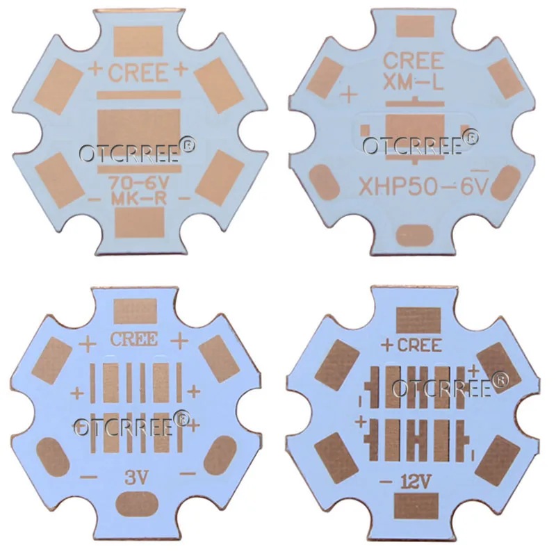 5 шт. 20 мм Cooper PCB CREE XPG XPG2 XPE XPE2 XML XML2 XHP50 XHP70 MKR led PCB 20 мм x 1,6 мм Прямой Термальный путь медная звезда