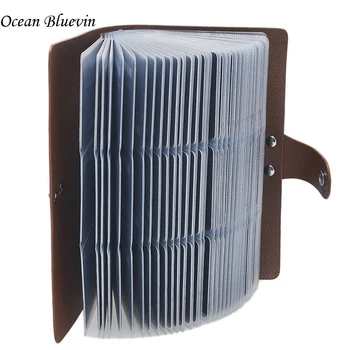 

96 Bits Slots Women Men's Business Cards Holders Solid Grain PVC Material Buckle Large Capacity Bank Set ID Credit Card Holder