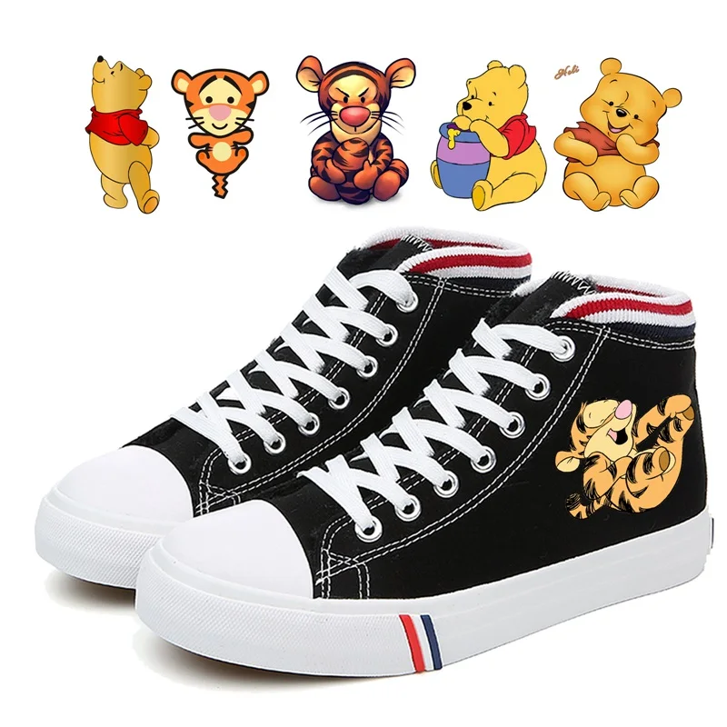 

Printing Lovely Funny Tigger BearCartoon pattern Cool Printing Women's High-top Double Canvas Shoes Fashion Casual Shoes