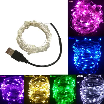 

2/5/10M USB LED String Lights Copper Silver Wire Garland Light Waterproof Fairy Lights For Christmas Wedding Party Decoration