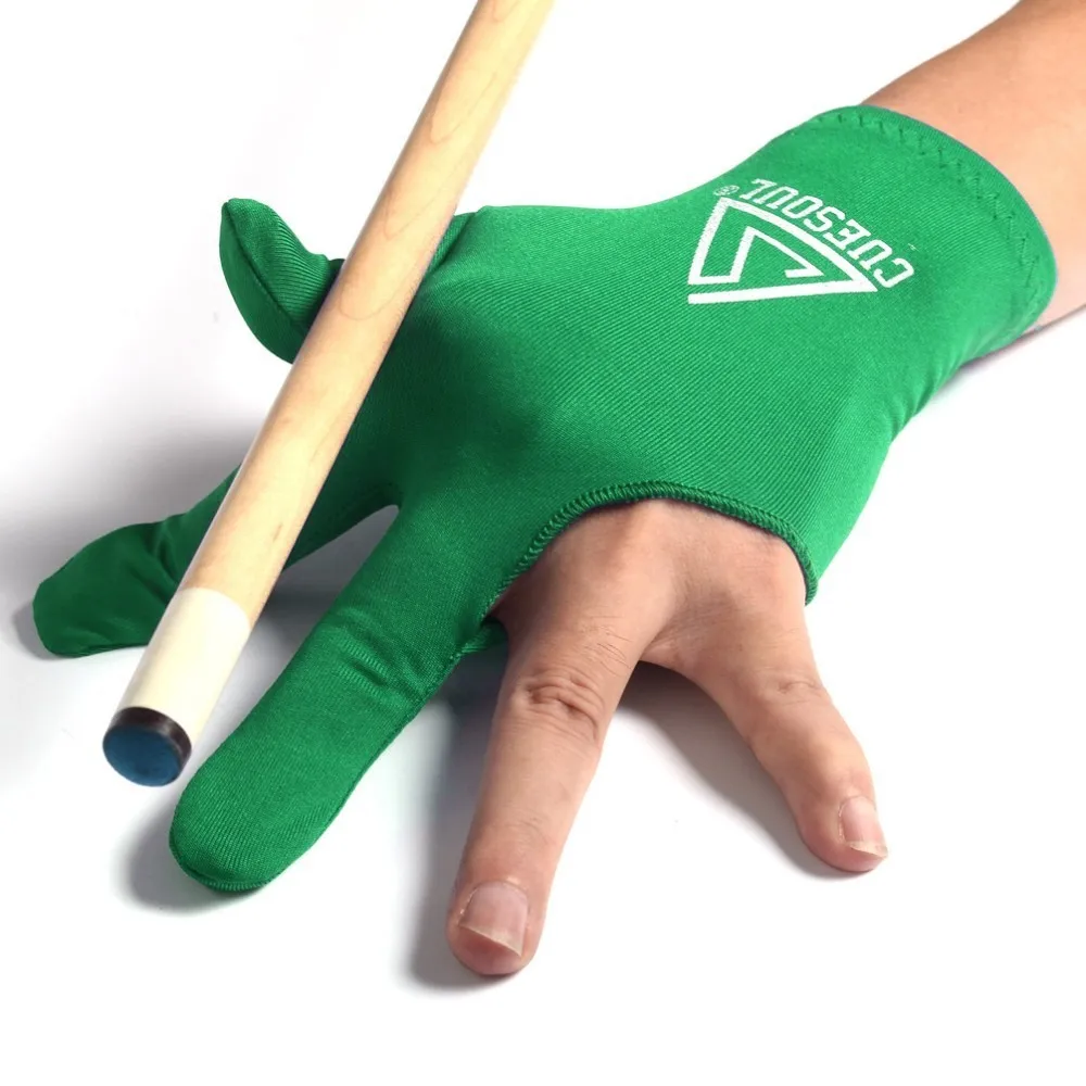 Cuesoul 3 пальца для бильярда и снукера перчатки бассейн перчатки для бильярда зеленый синего, красного, черного цвета левая рука 4 цвета