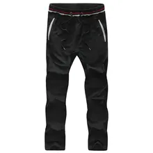 M~ 3XL лето для мужчин однотонные Sweatpant хлопка полной длины эластичный пояс Повседневное трикотажные брюки мужские прямые Панталоны
