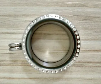 

30mm Silver Color Rhinestone Round Memory Locket Stainless Steel Pearl Beads Floating Locket Charms 5pcs SL004