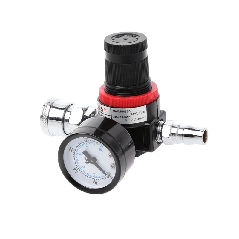 1/4" HVLP Spray Gun Air Adjusting Valve Regulator Pressure Gauge