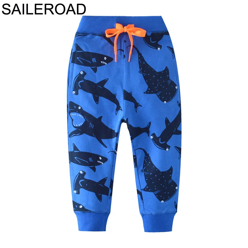 SAILEROAD/новые штаны для маленьких мальчиков; детские шаровары с рисунком акулы; детские спортивные штаны для мальчиков; длинные брюки; хлопковый Детский свитер; брюки - Цвет: 7055 same picture