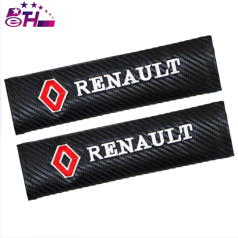 

2pcs car seat belt shoulder protector cover case for Renault duster megane 2 logan renault clio carbon fiber