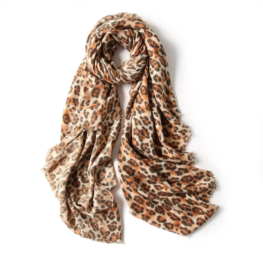 

Leopard Print Scarf Faux Cashmere Women Warm Shawl Long Soft Winter Pashmina Scarfs For Lady Blanket Scarf Coffee Wholesale