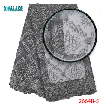 

Embroidery African French Grey Lace Fabric High Quality Net Tulle Lace Fabric Nigerican Party dress 3d african lace fabric 2664b