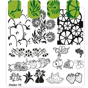 Квадратный шаблон для ногтей, цветочный торт, девушка, геометрическая форма, штамповка, маникюрный шаблон, штамп, изображение, пластина - Цвет: helen16